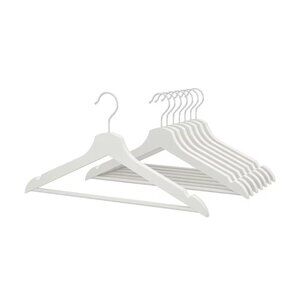 IKEA BUMERANG Hanger For Shirt Trousers Pants Wardrobe Solid WhiteWood Pack of 8